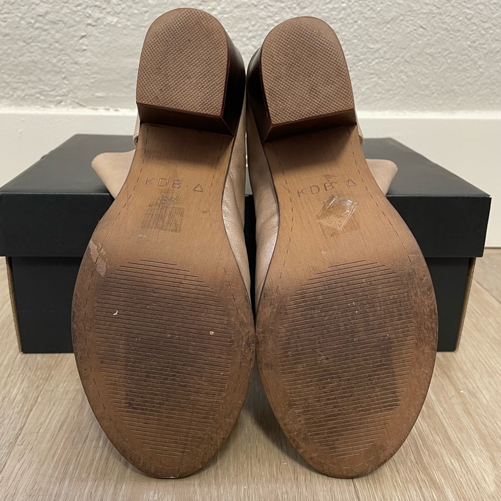 KDB Kelsi Dagger Brooklyn Tan Ankle Boots Open Toe With Zipper Size 8.5 - Picture 9 of 10